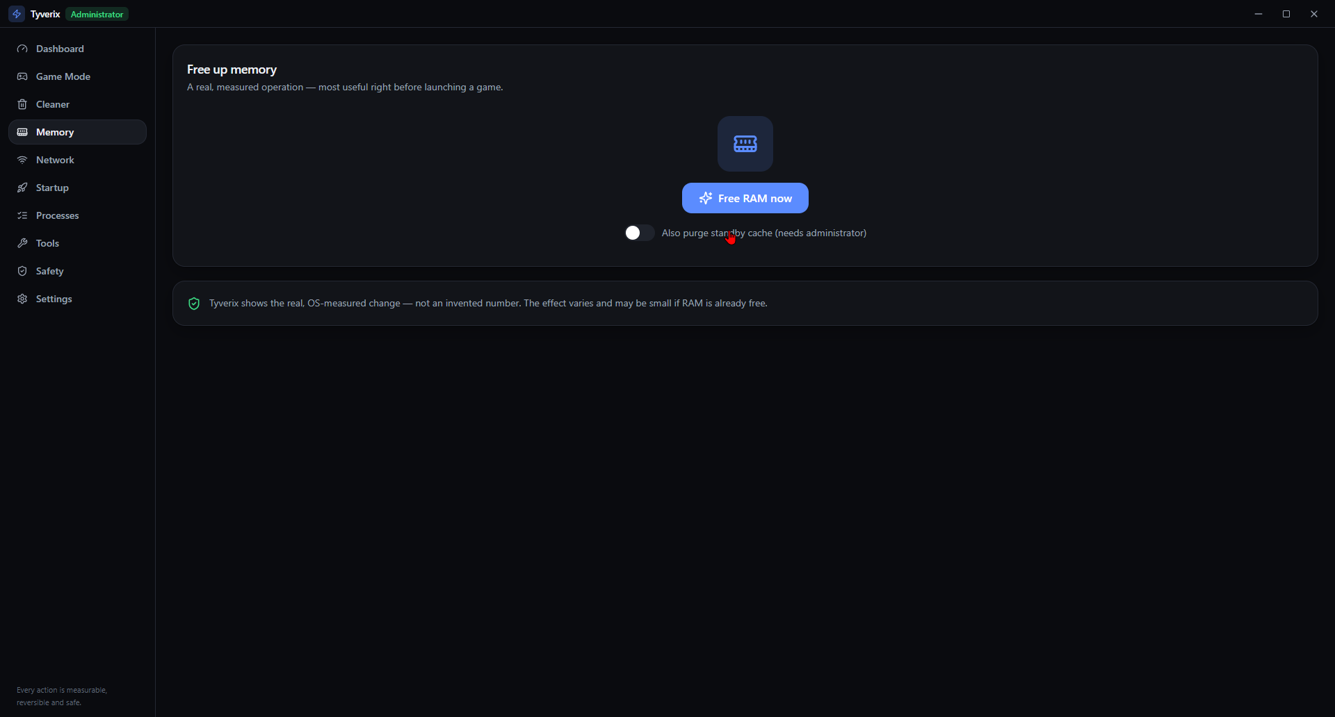 Tyverix memory optimizer