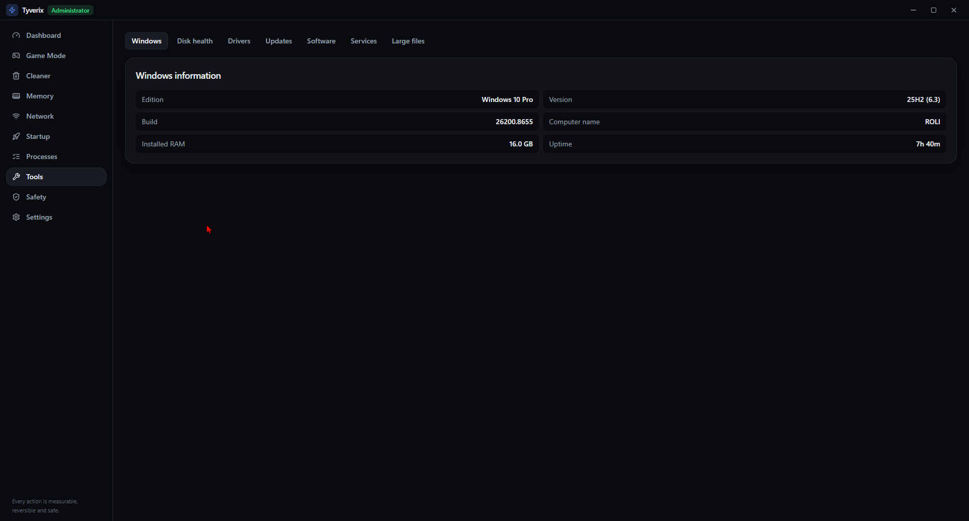 Tyverix diagnostics tools